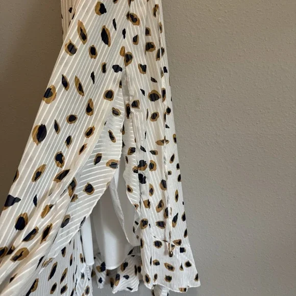 Generation K Leopard Ruffle Maxi Dress W/ Tie Belt Boho Whimsigoth Coastal M - Picture 6 of 12